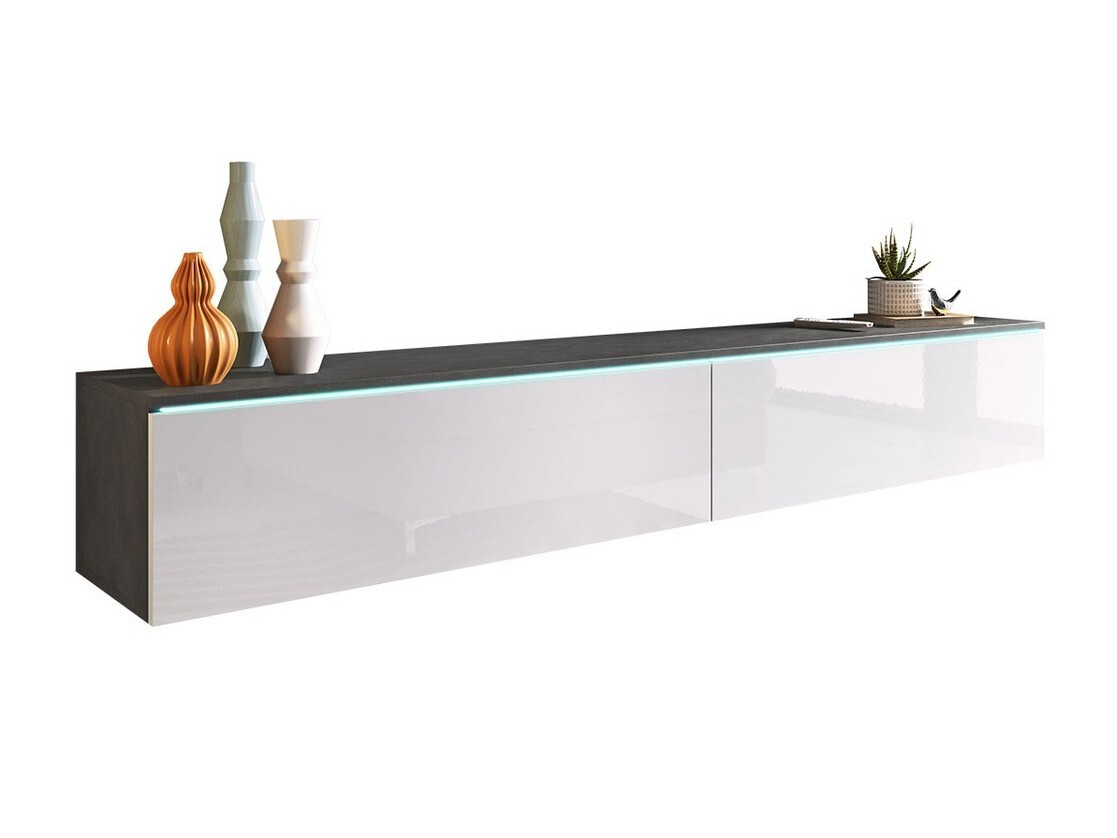 TV-meubel Sarasota 121 (Matera grijs + Glanzend wit)