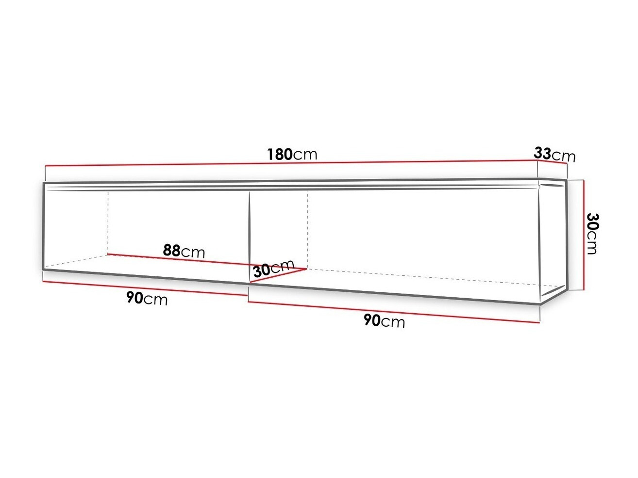 TV-meubel Sarasota 121 (Matera grijs + Glanzend wit)
