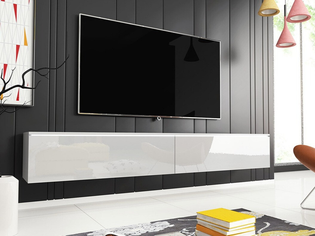 TV-meubel Sarasota 121 (Wit + Glanzend wit)