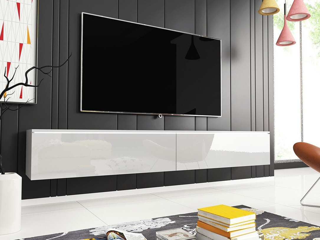 TV-meubel Sarasota 121 (Wit + Glanzend wit)