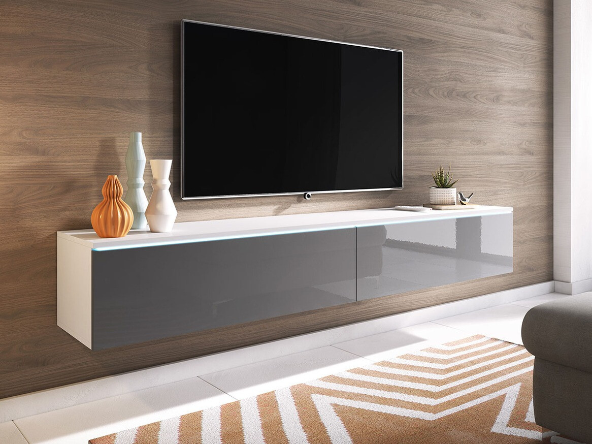 TV-meubel Sarasota 121 (Wit + Grijs met glans)
