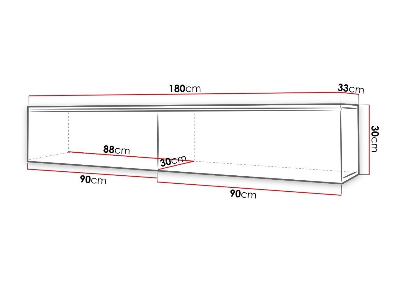 TV-meubel Sarasota 121 (Wit + Grijs met glans)