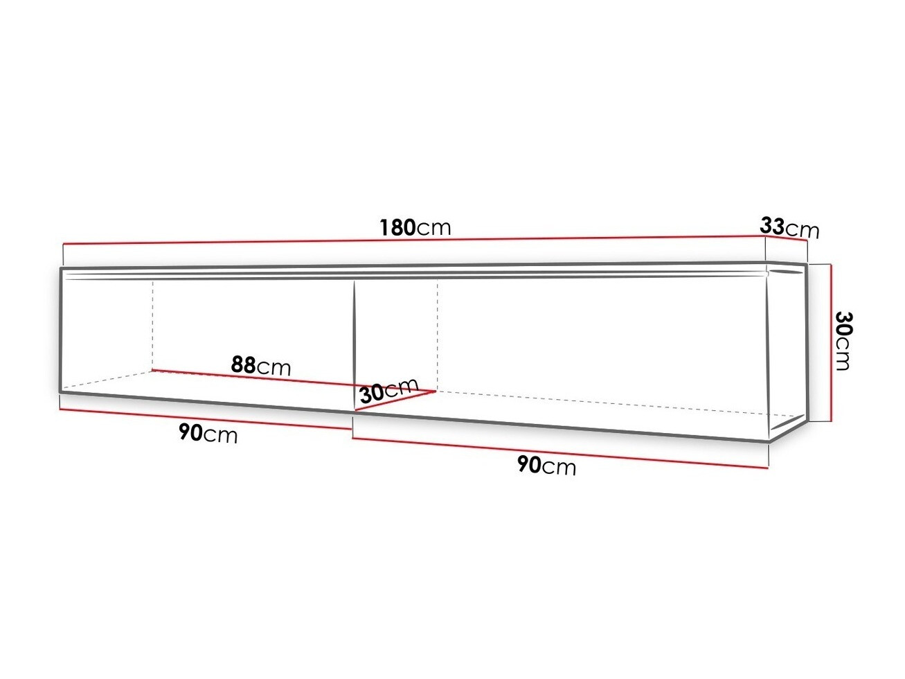 TV-meubel Sarasota 121 (Wotan eik + Glanzend zwart)
