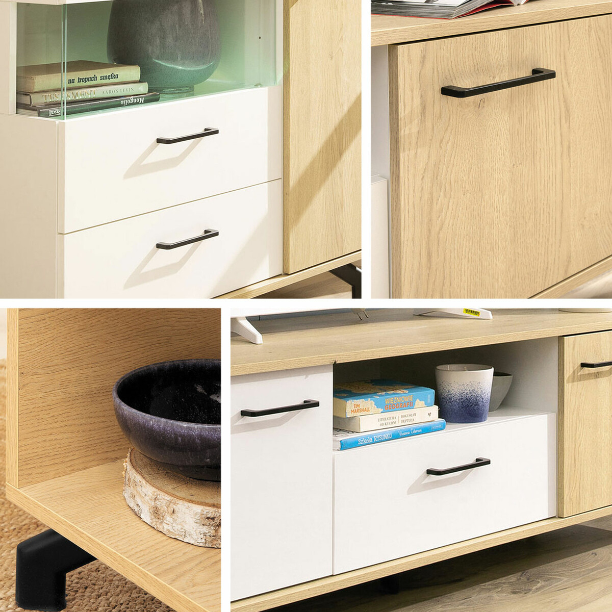 Boekenkast Omaha S102 (Wit + Licht eiken)