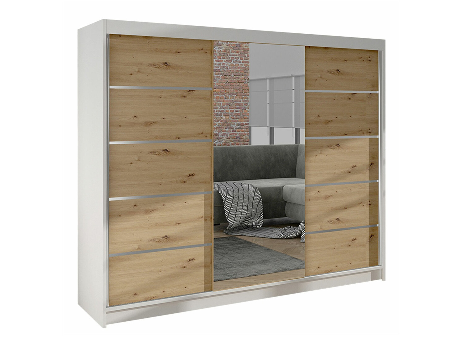 Kledingkast Closico Durion IV (Wit + Artisan eiken)