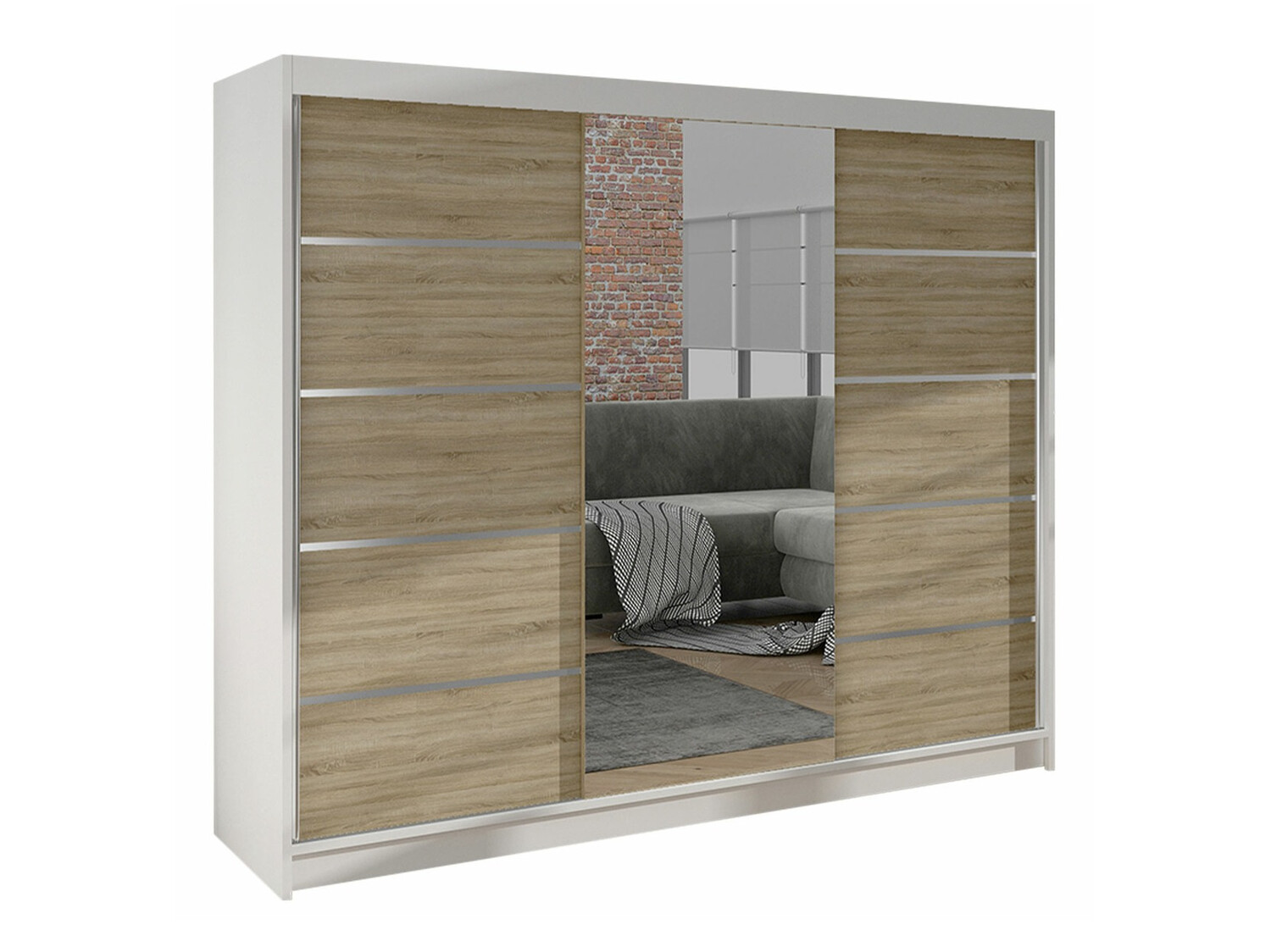 Kledingkast Closico Durion IV (Wit + Sonoma eik)