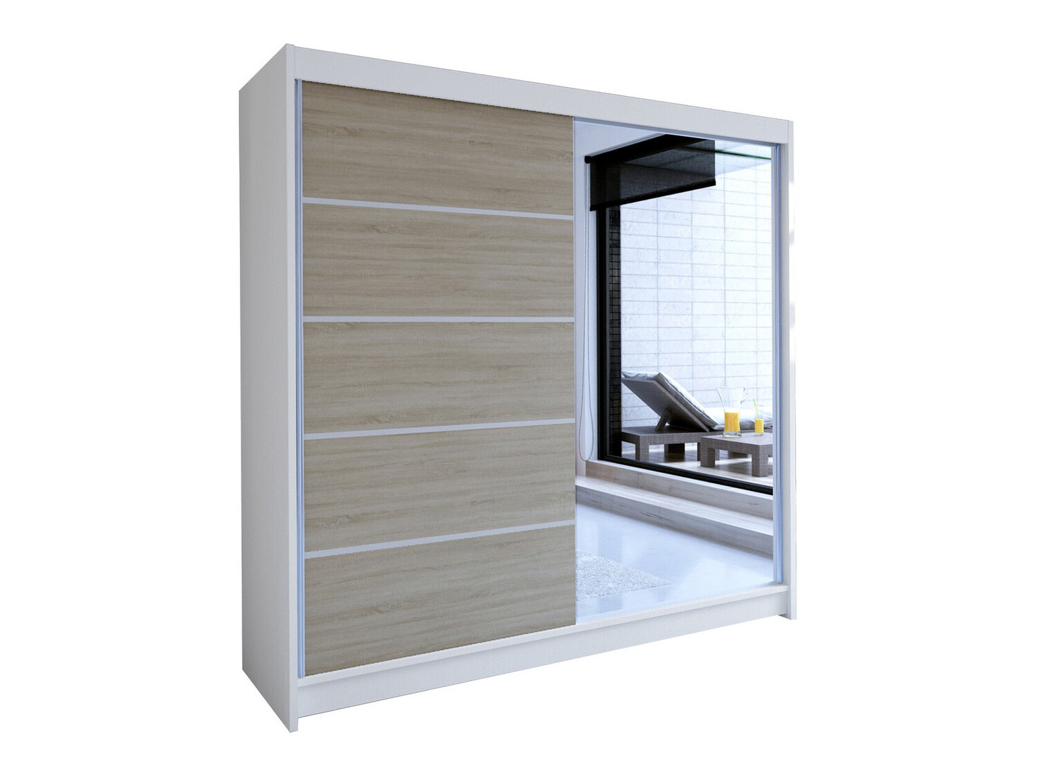 Kledingkast Closico Cavaris III (Wit + Sonoma eik)