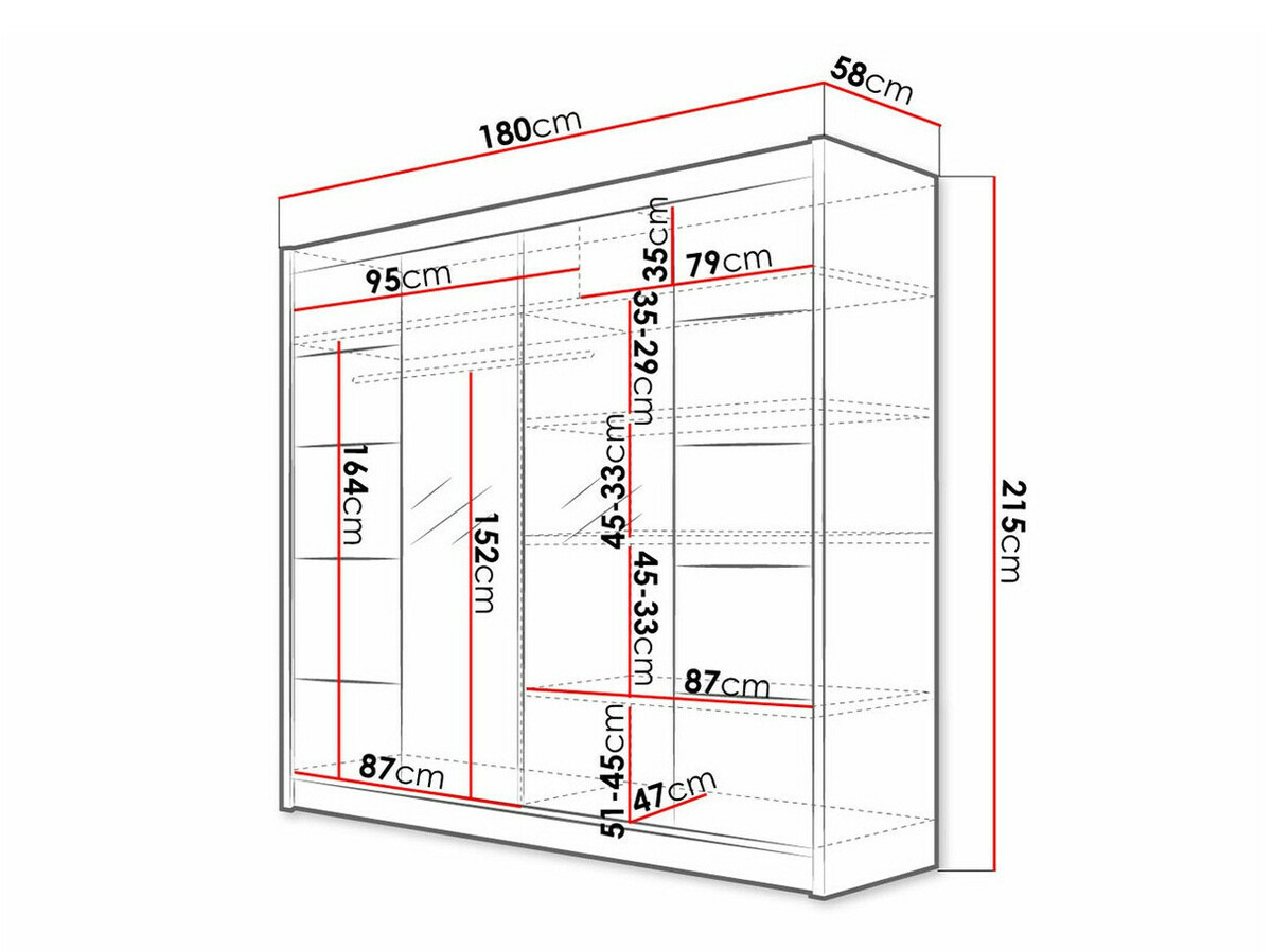 Kledingkast Closico 154 (Zwart + Wit)