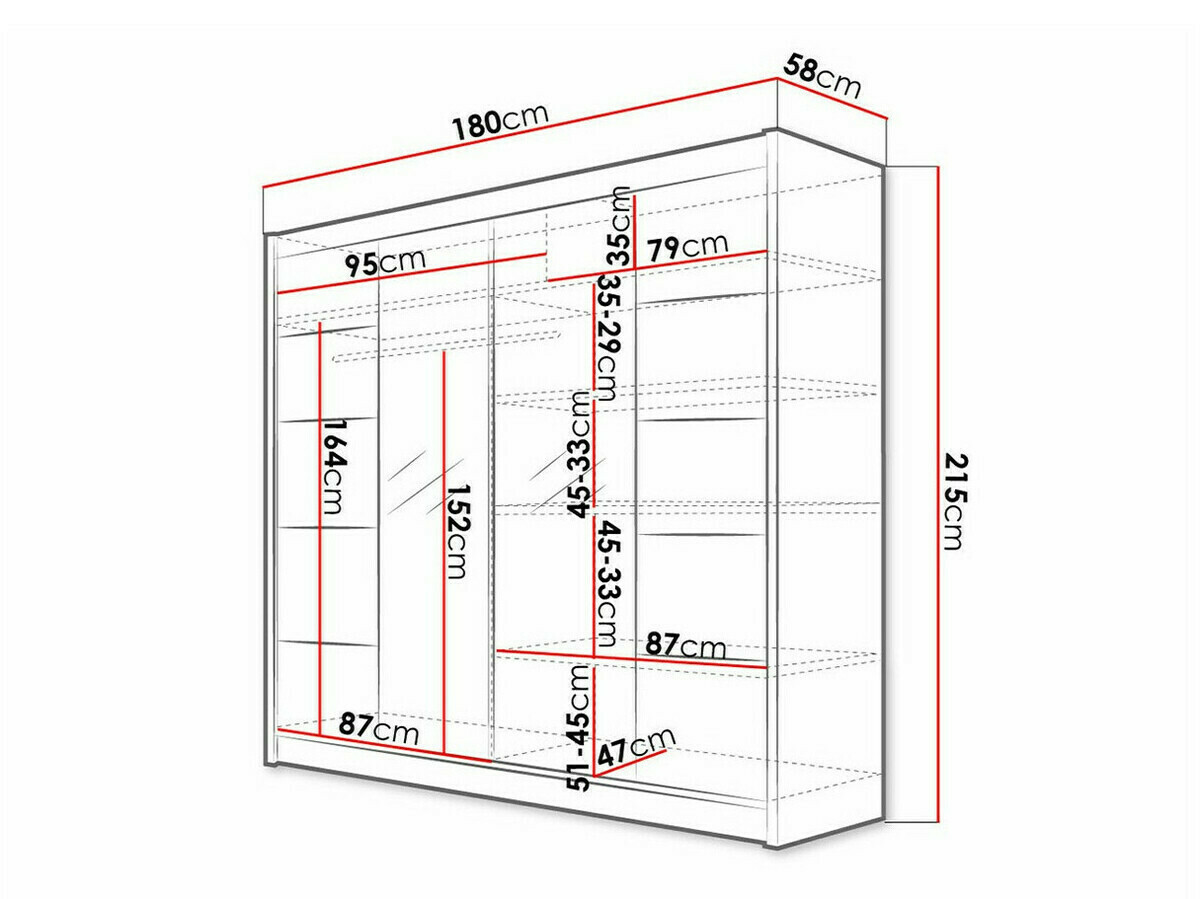 Kledingkast Closico 154 (Wit + Sonoma eik)
