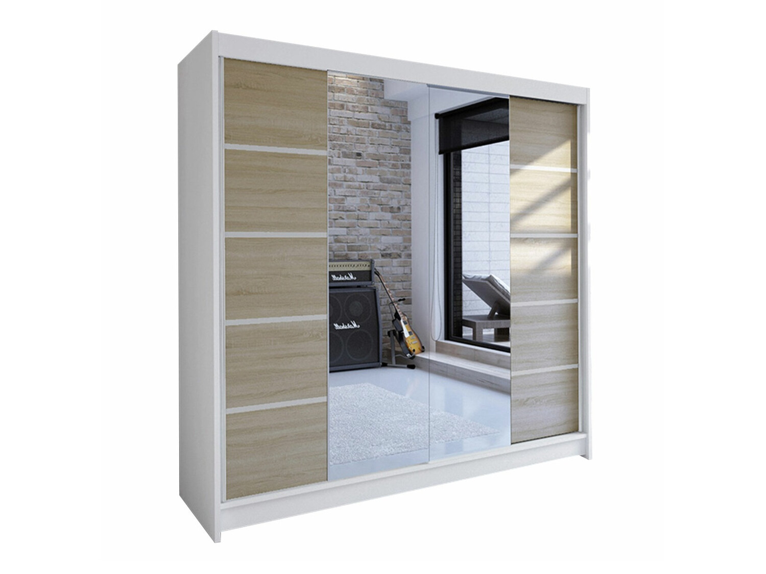 Kledingkast Closico Cavaris V (Wit + Sonoma eik)