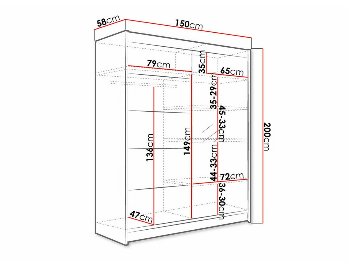 Kledingkast Closico 143 (Zwart)