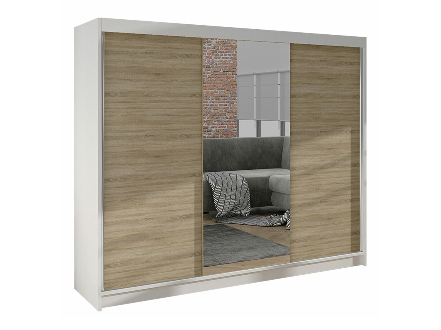 Kledingkast Closico Durion I (Wit + Sonoma eik)