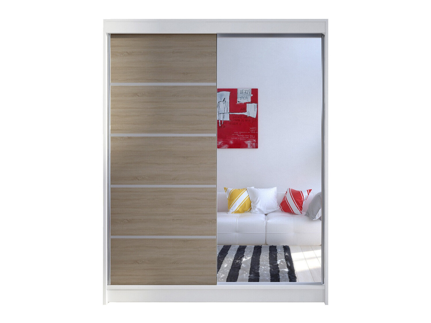 Kledingkast Closico Vastor III (Wit + Sonoma eik)