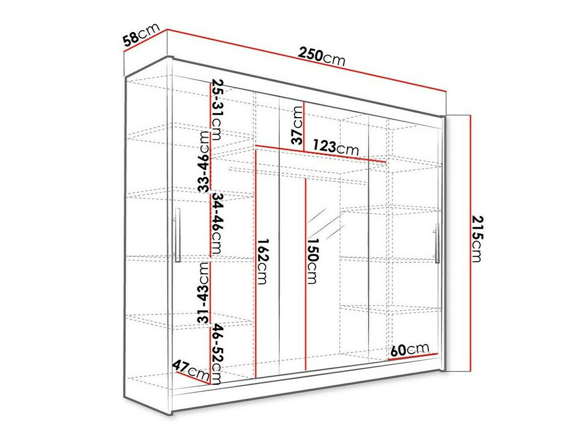 Kledingkast Closico 122 (Zwart)