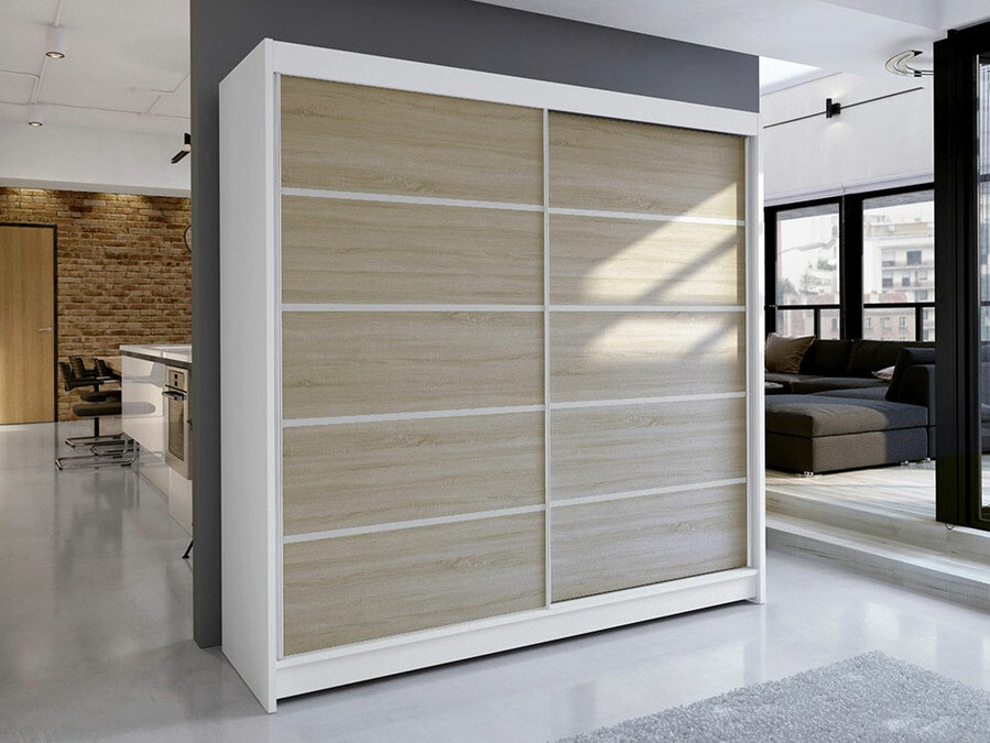 Kledingkast Closico 153 (Wit + Sonoma eik)