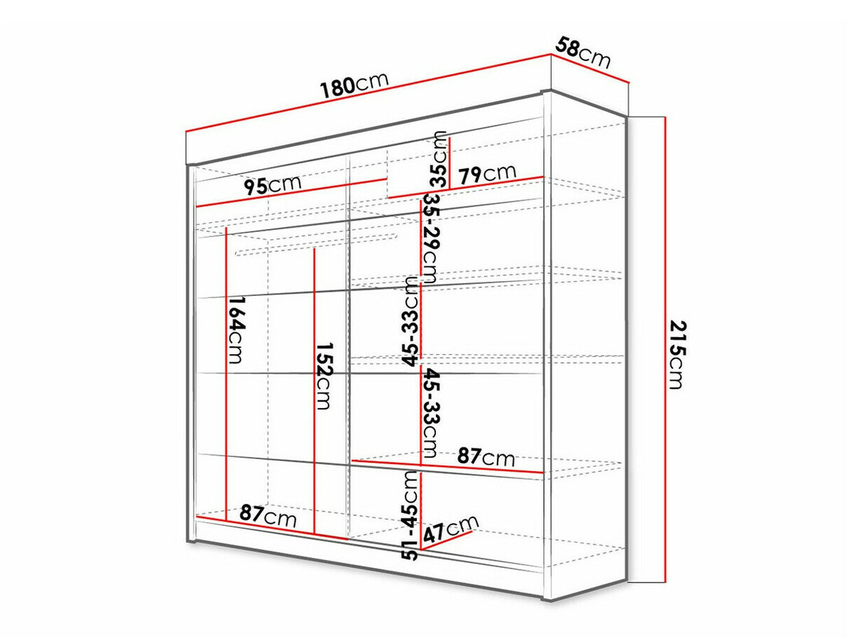 Kledingkast Closico 153 (Wit + Zwart)