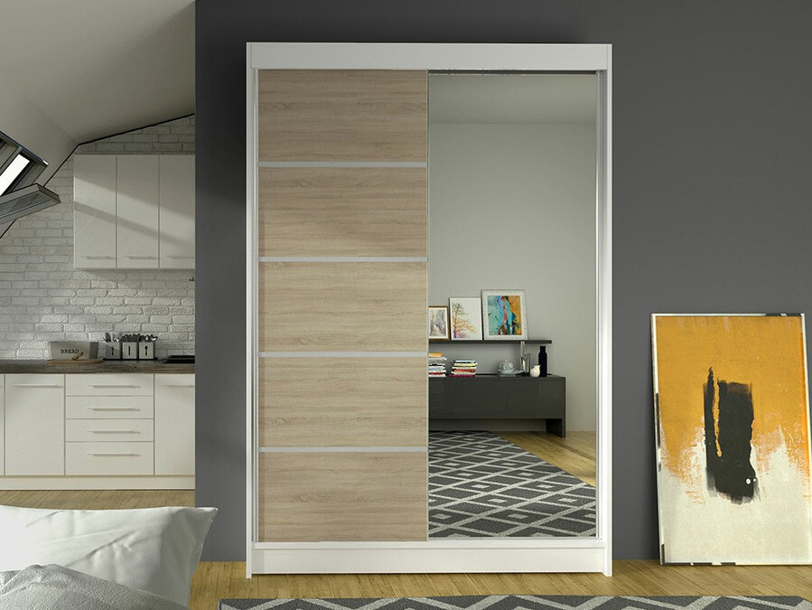 Kledingkast Closico 149 (Wit + Sonoma eik)