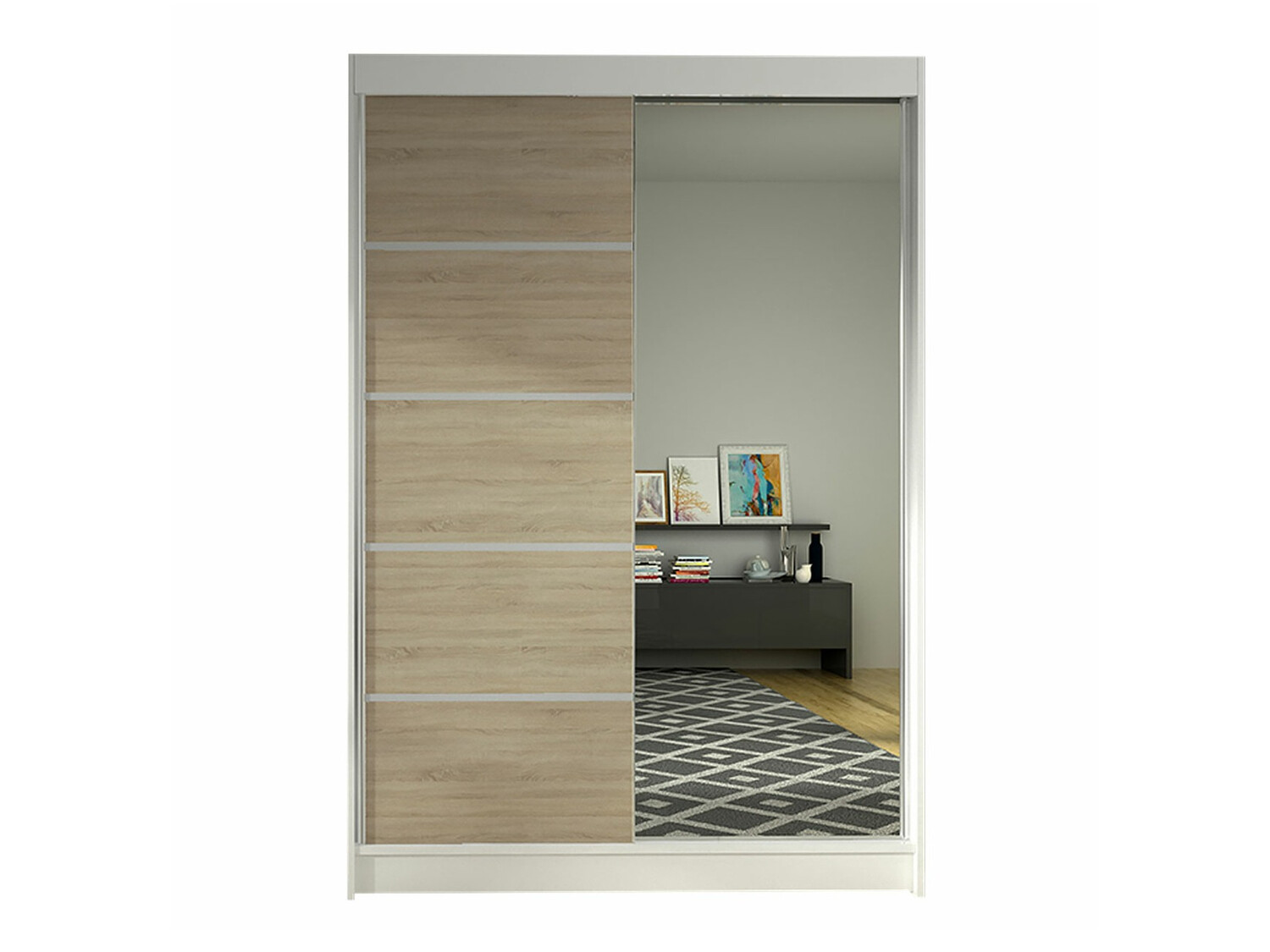 Kledingkast Closico Salvor III (Wit + Sonoma eik)