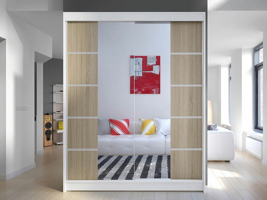 Kledingkast Closico 146 (Wit + Sonoma eik)