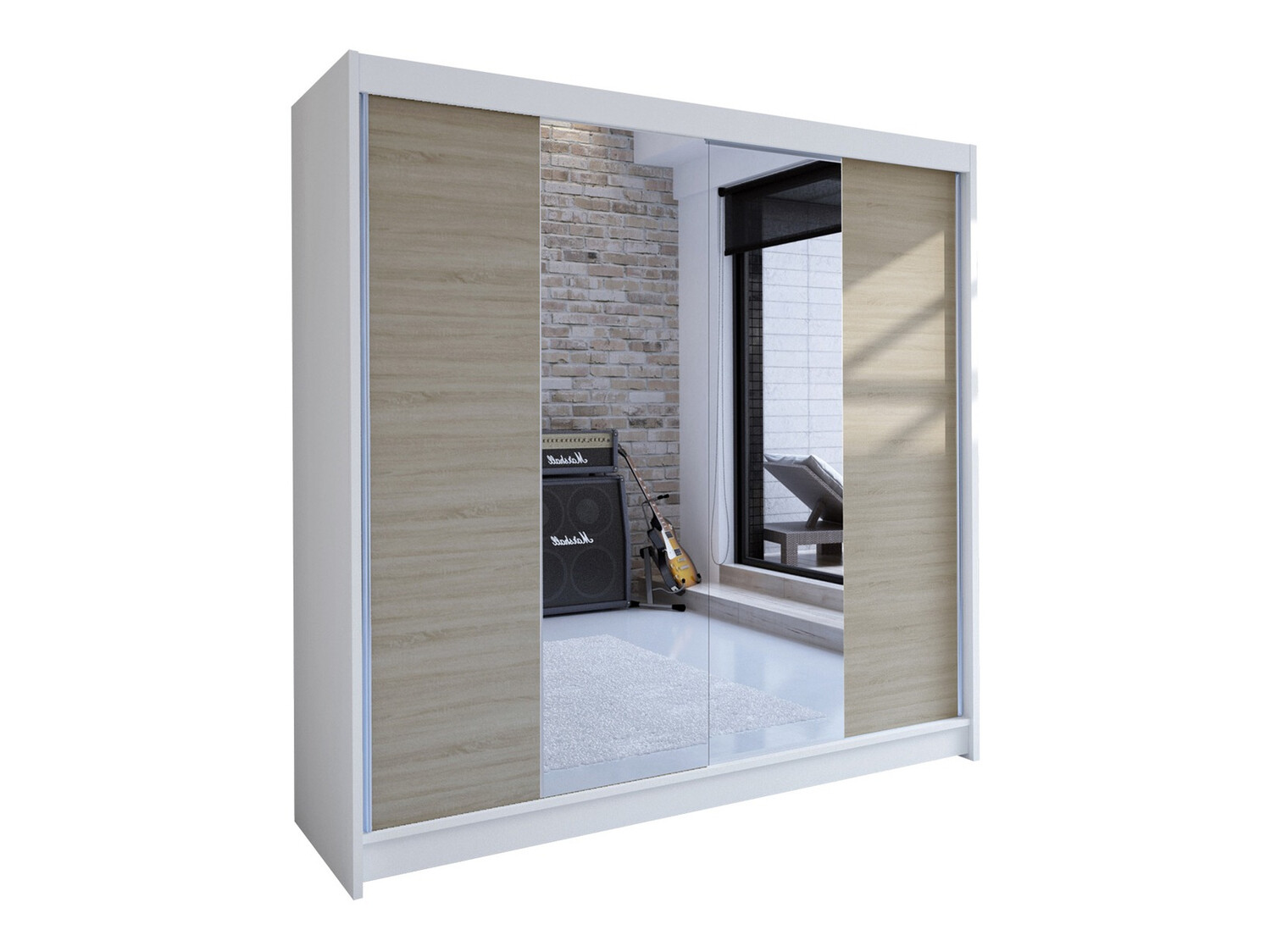 Kledingkast Closico Cavaris II (Wit + Sonoma eik)