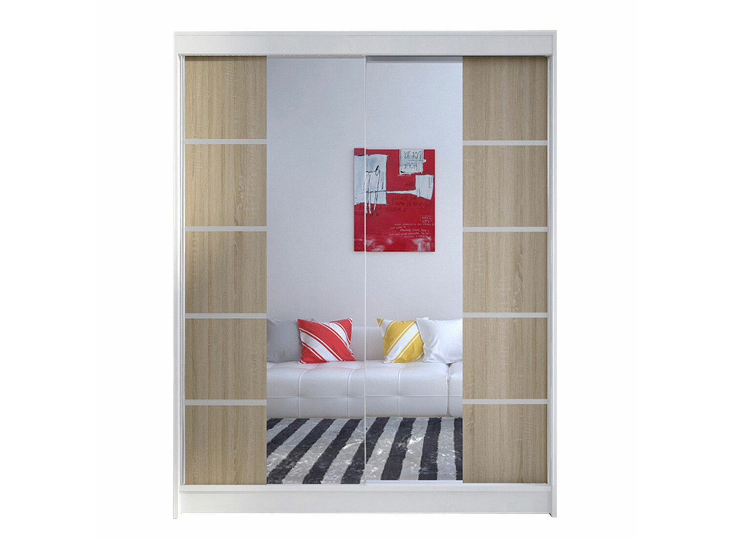 Kledingkast Closico Vastor V (Wit + Sonoma eik)