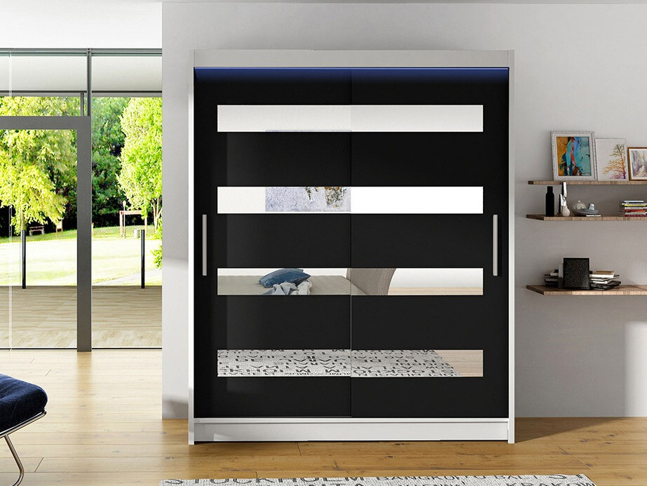 Kledingkast Closico 136 (Wit + Zwart)