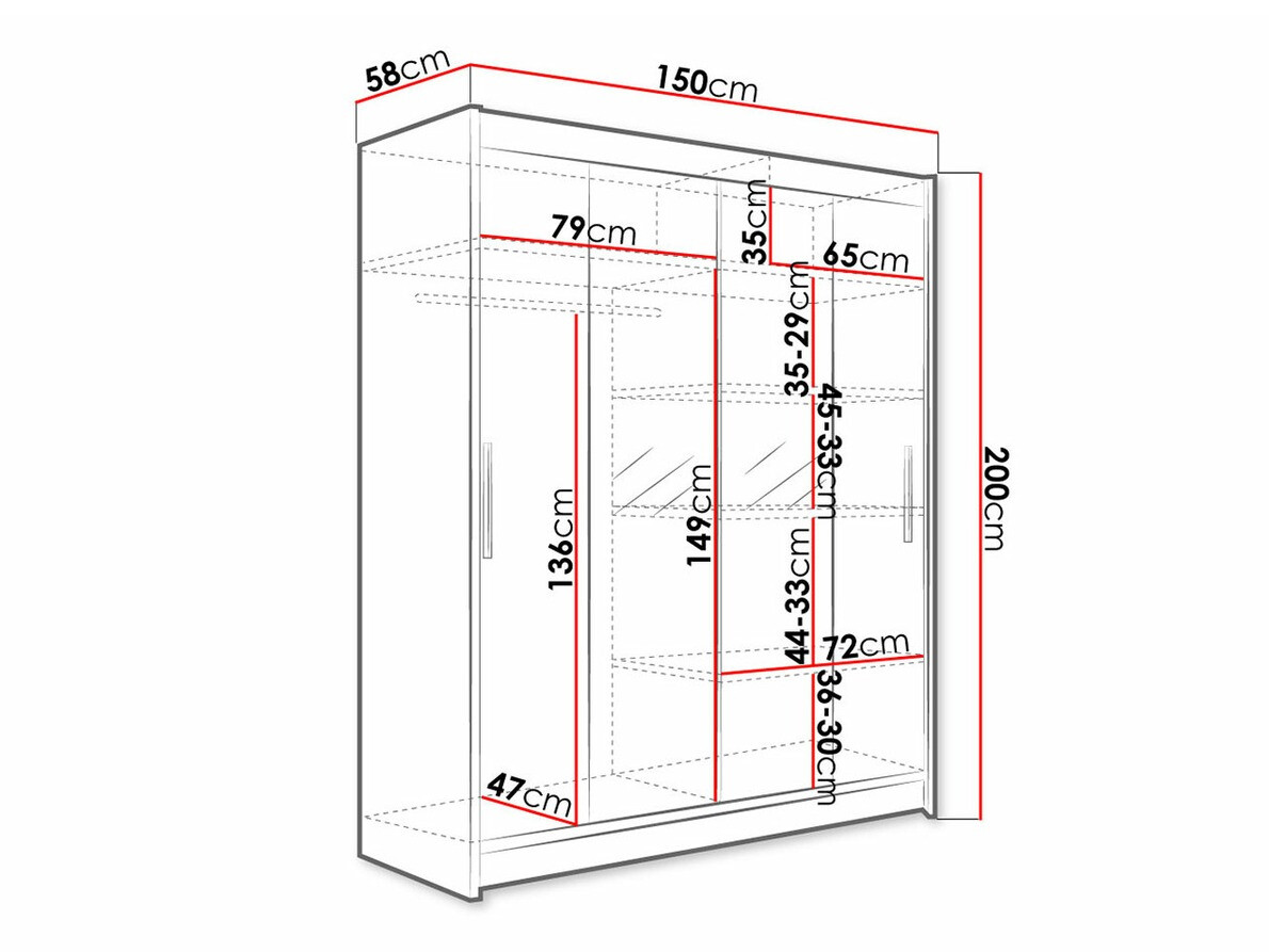 Kledingkast Closico 132 (Donkere eik)