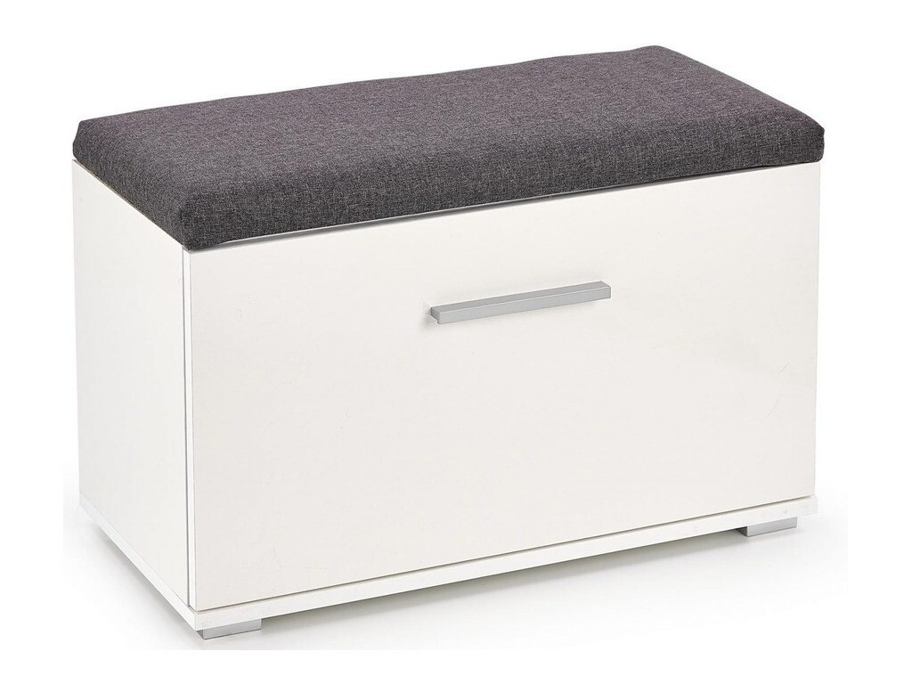 Schoenenkast Cirveso 117 (Wit + Glanzend wit + Grijs)