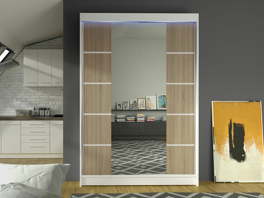 Kledingkast Closico 151 (Wit + Sonoma eik)