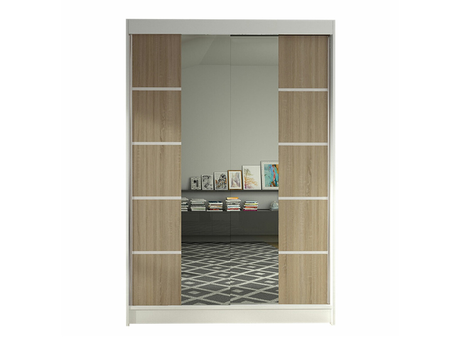 Kledingkast Closico Salvor V (Wit + Sonoma eik)