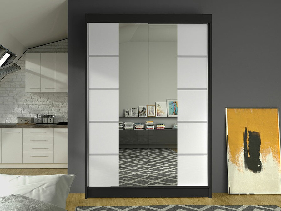 Kledingkast Closico Salvor V (Zwart + Wit)