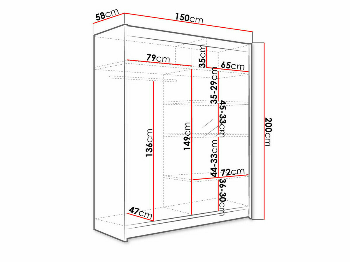 Kledingkast Closico 140 (Wit + Sonoma eik)