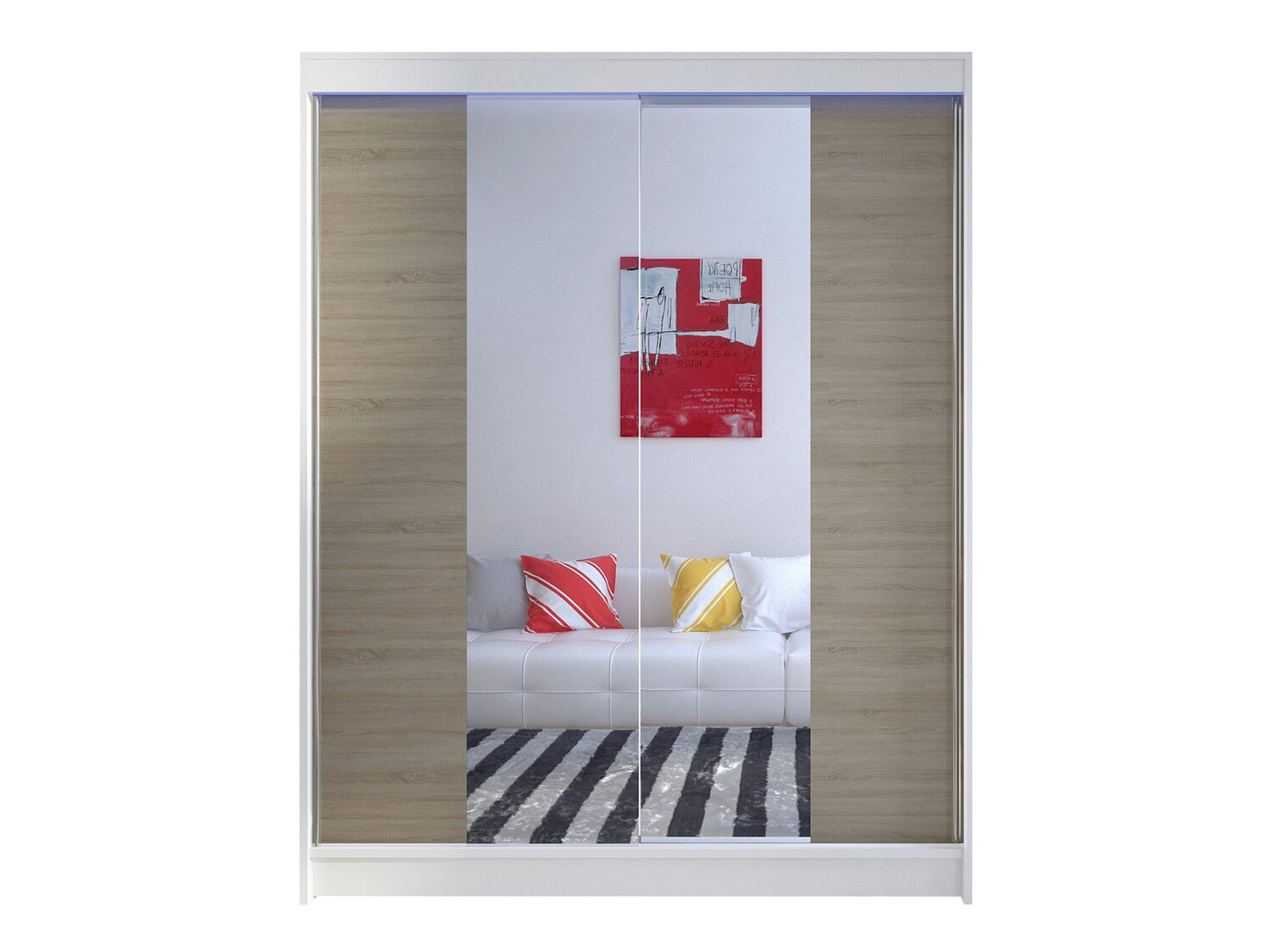 Kledingkast Closico 141 (Wit + Sonoma eik)