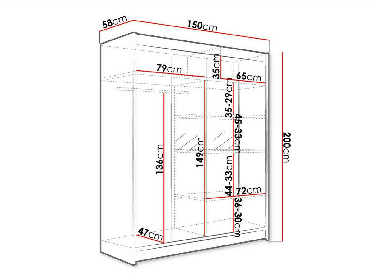 Kledingkast Closico 141 (Zwart + Wit)
