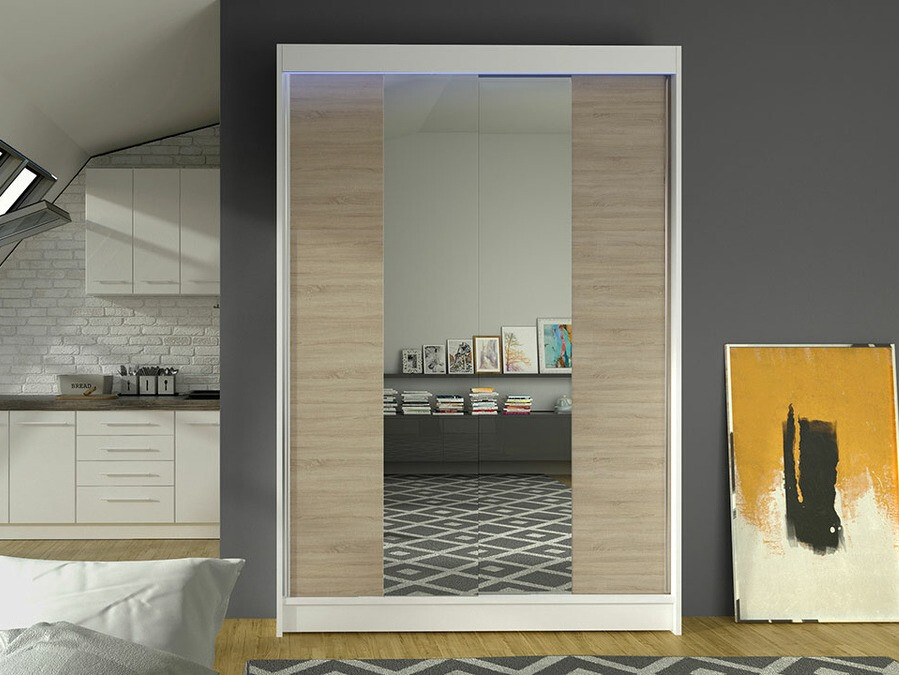 Kledingkast Closico 148 (Wit + Sonoma eik)