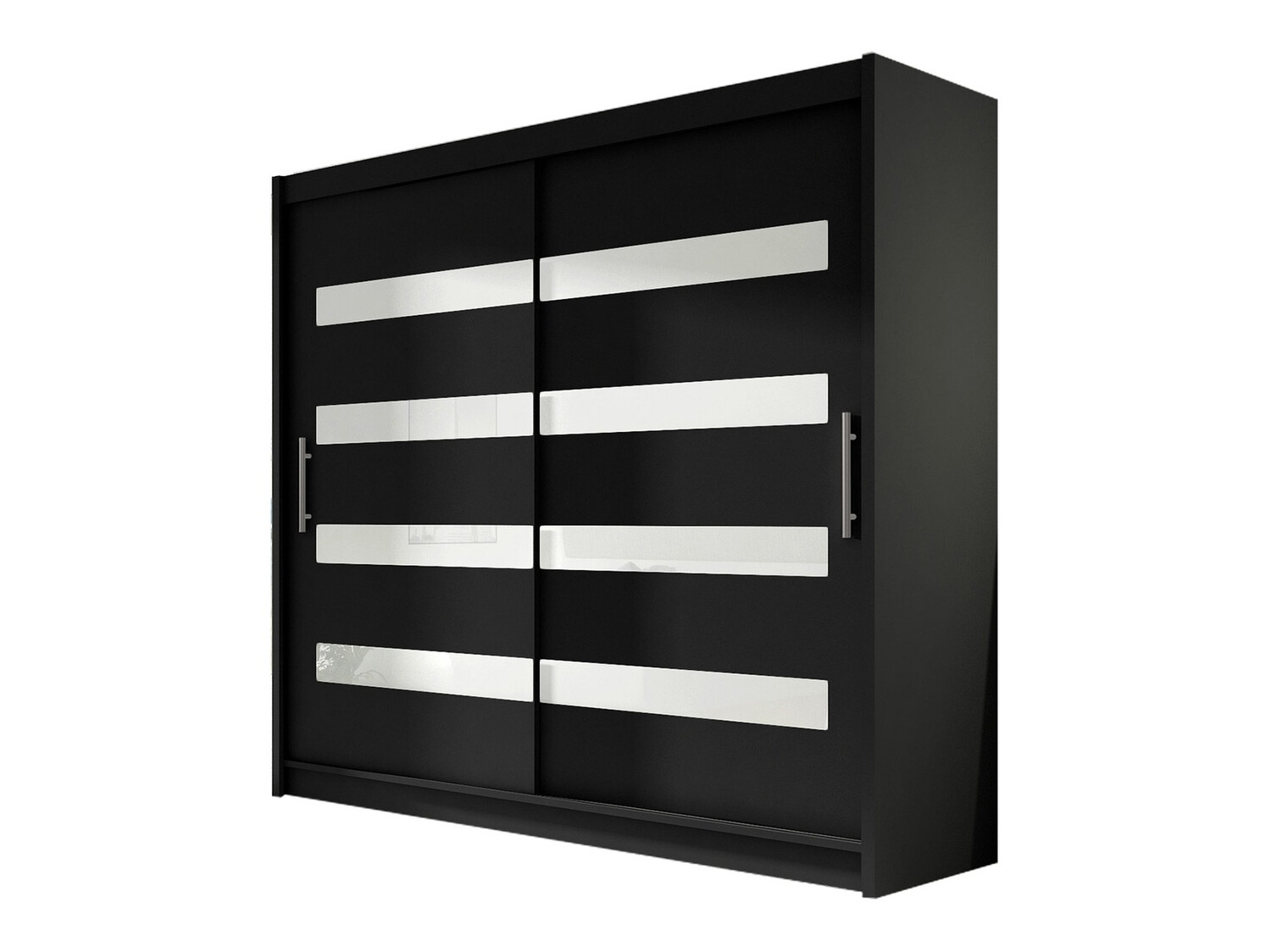 Kledingkast Closico Pallor XI (Zwart + Glanzend wit)