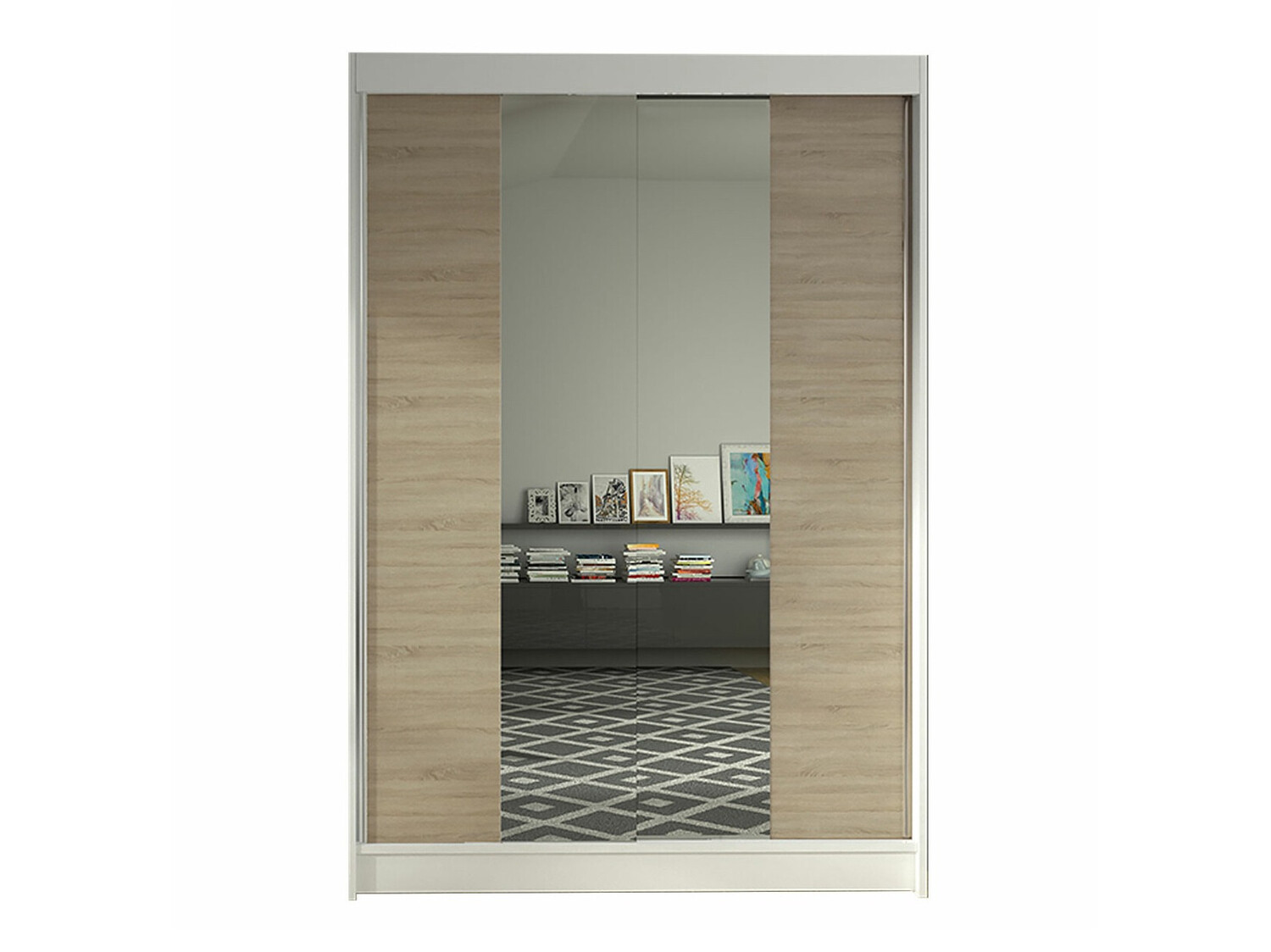 Kledingkast Closico Salvor II (Wit + Sonoma eik)