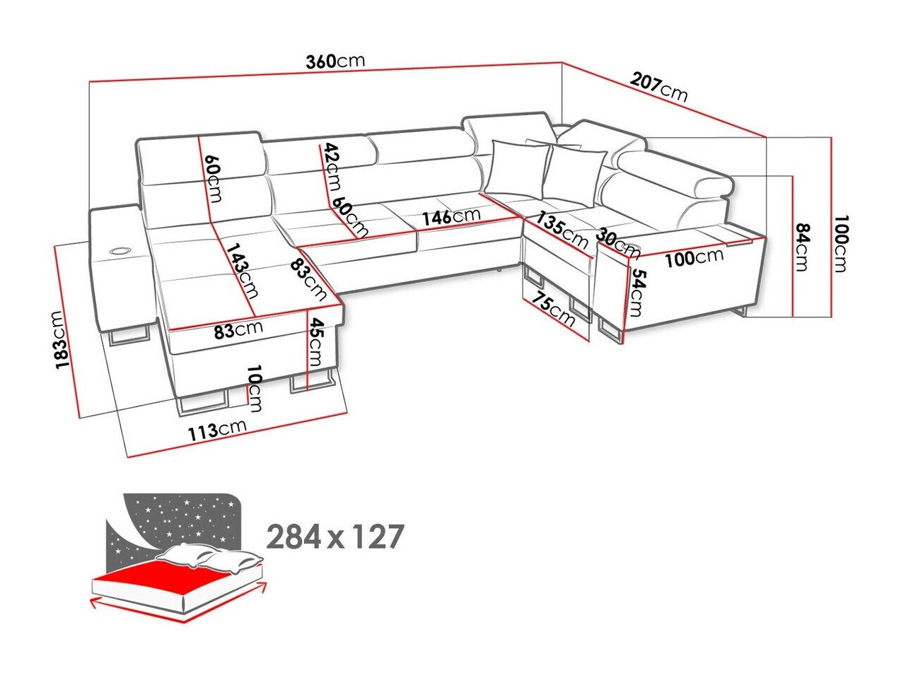 Hoekbank Pearland 112 (Sawana 14 + Sawana 84)