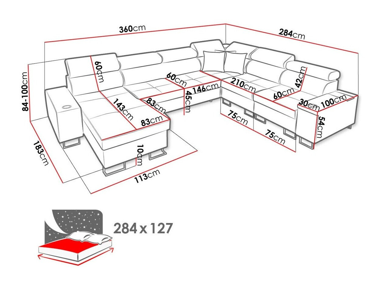 Hoekbank Pearland 116 (Links)