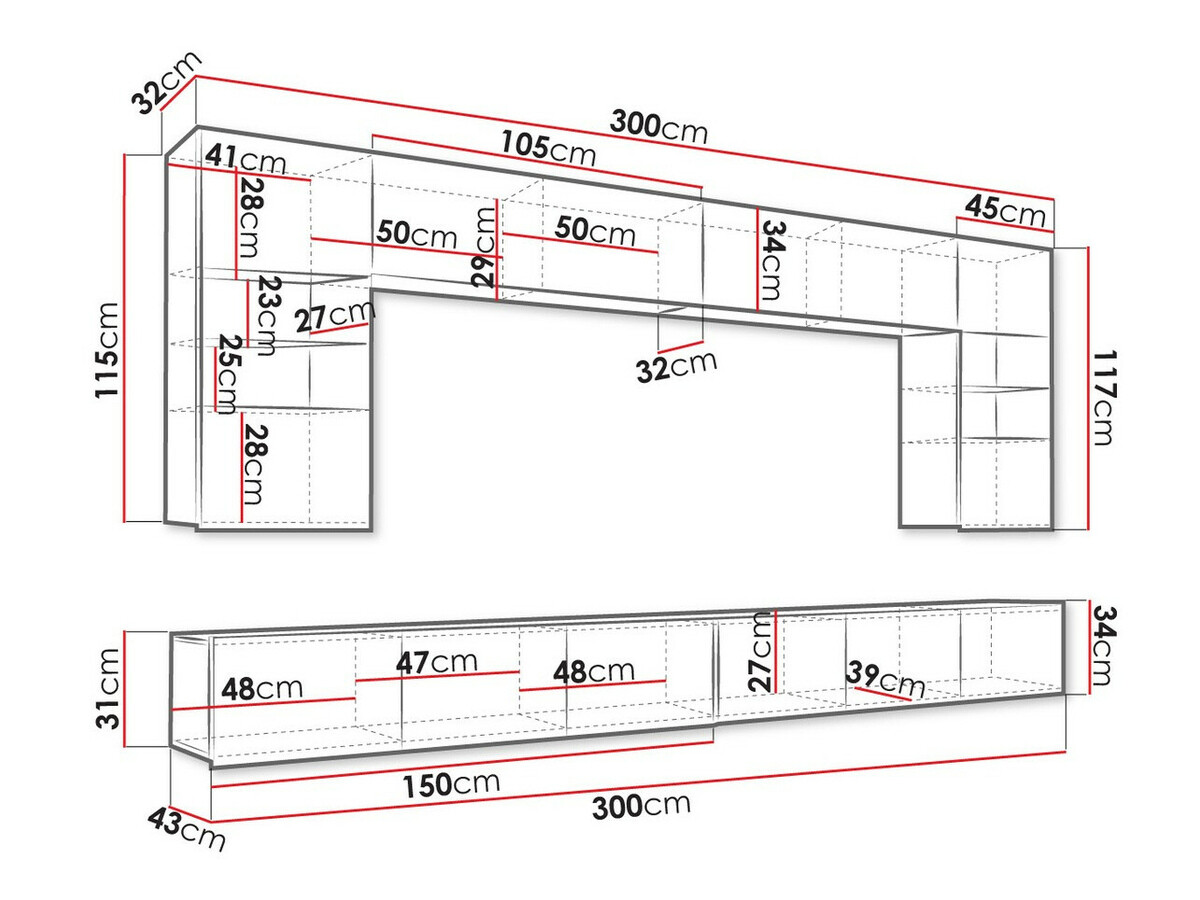 Woonkamerset Tivdalu 105 (Wit + Glanzend wit)