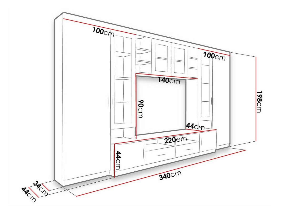 Woonkamerset Tucson 108 (Sonoma eik + Wit)