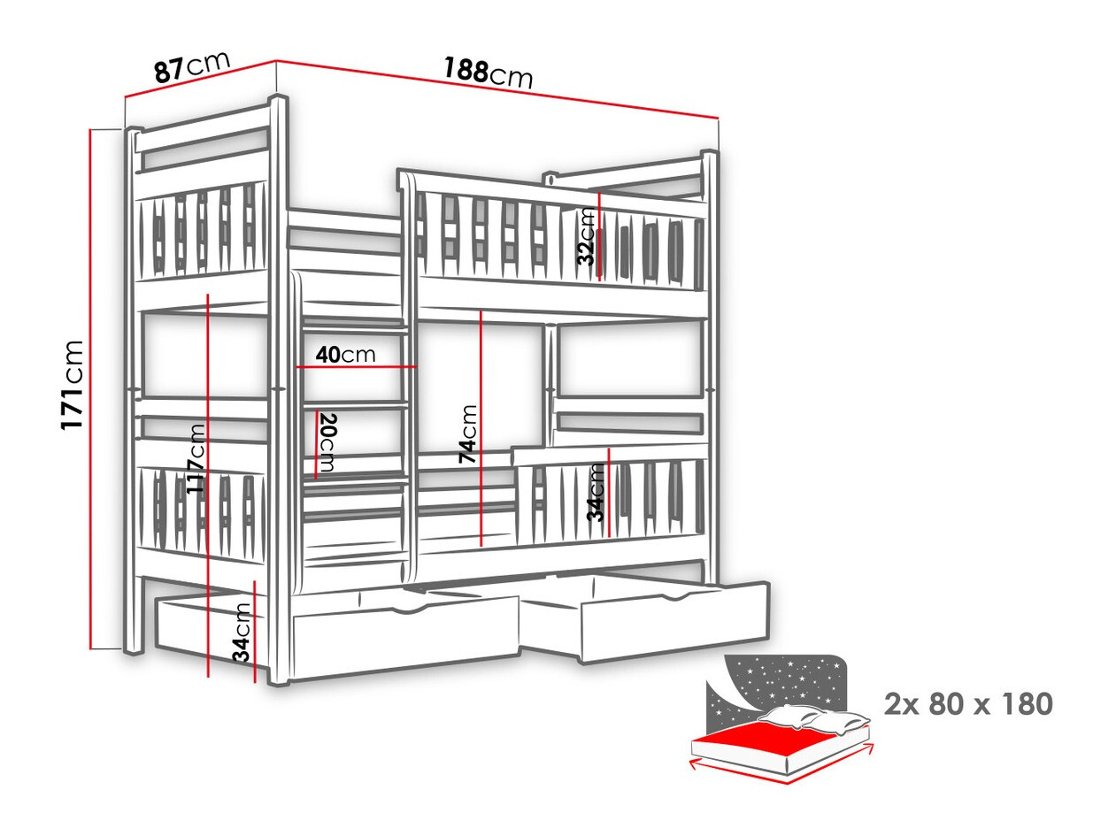 Stapelbed Vista 100 (Grijs)