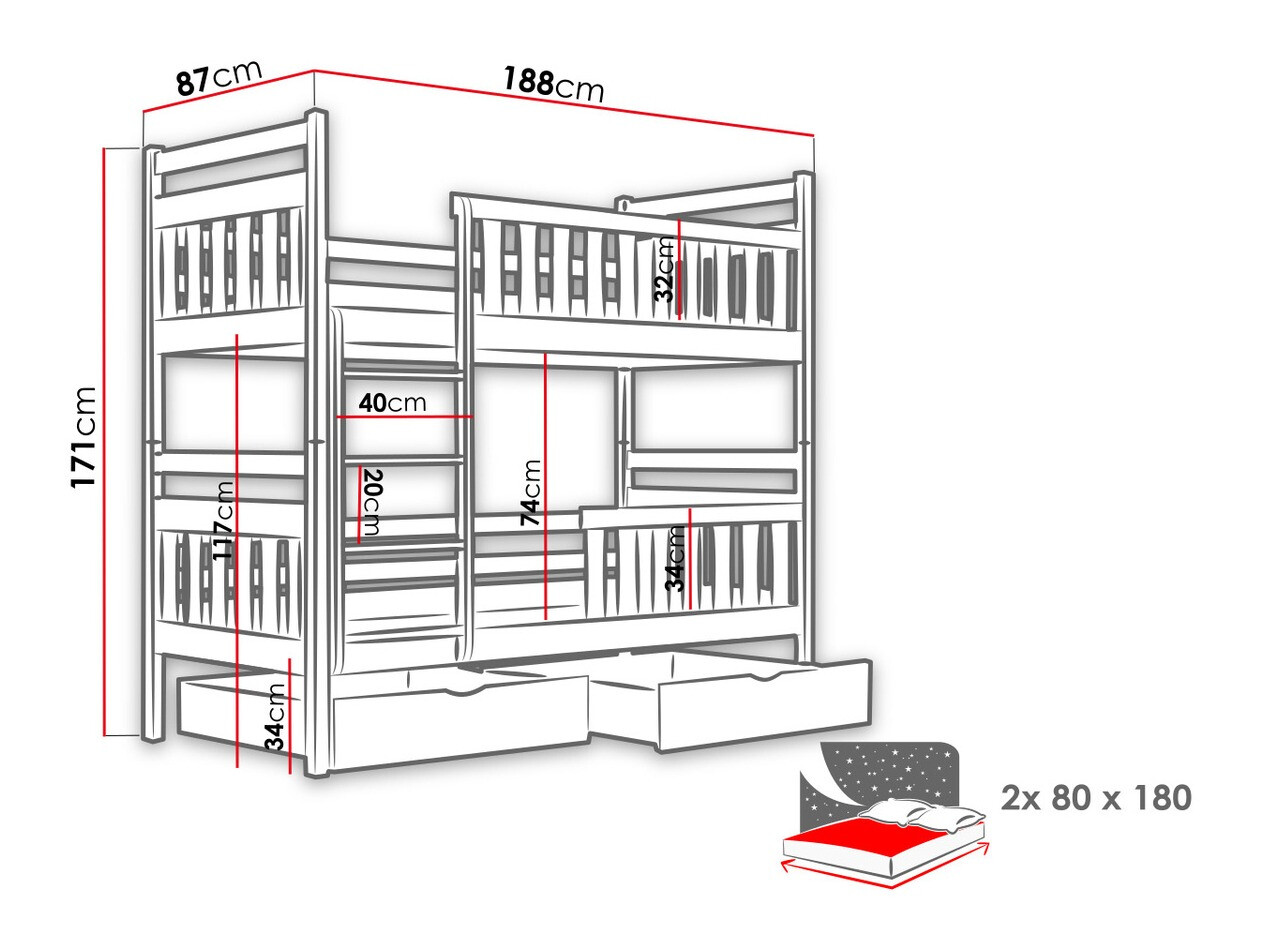 Stapelbed Vista 100 (Wit)