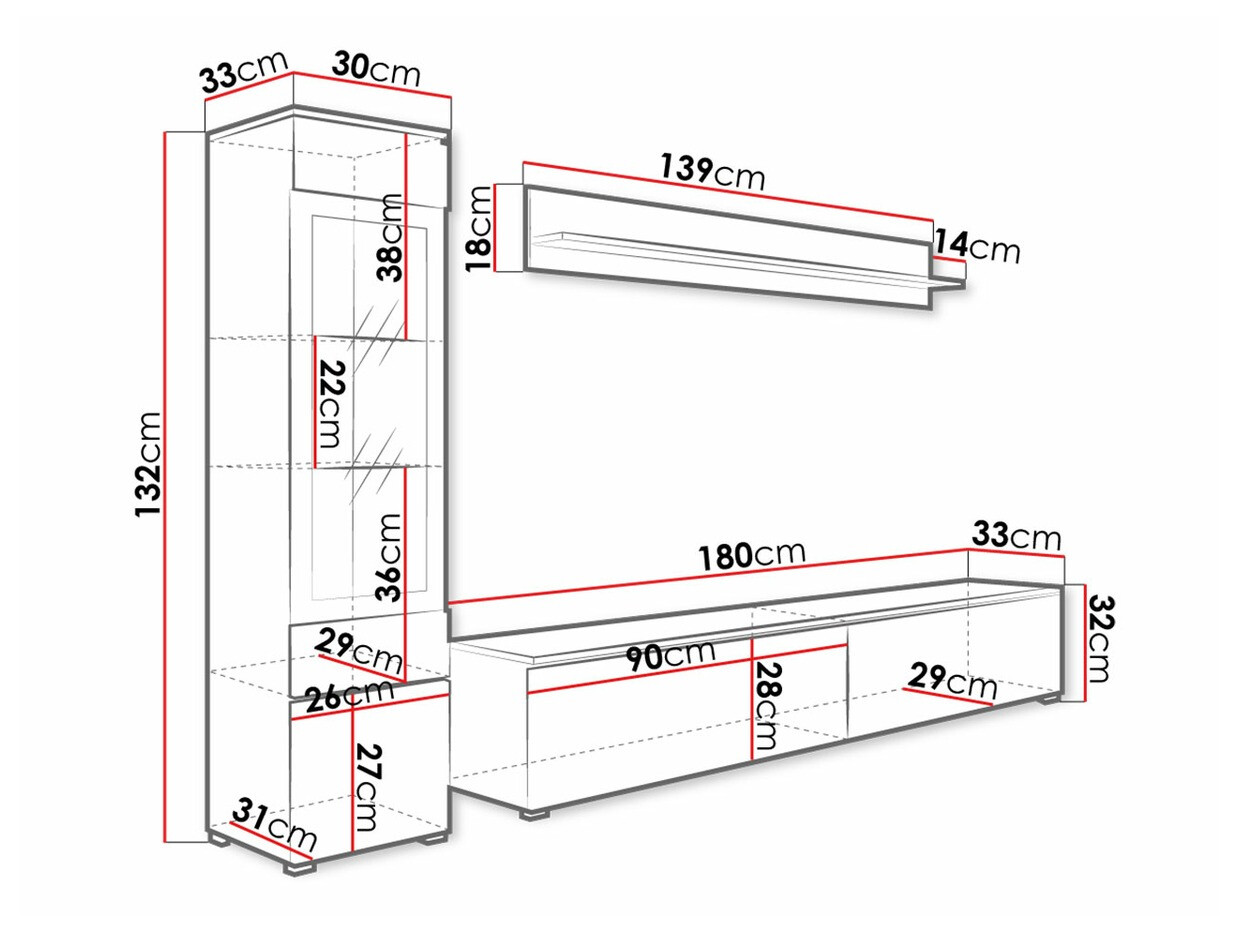 Woonkamerset Mirfivo 100 (Wit + Glanzend wit)