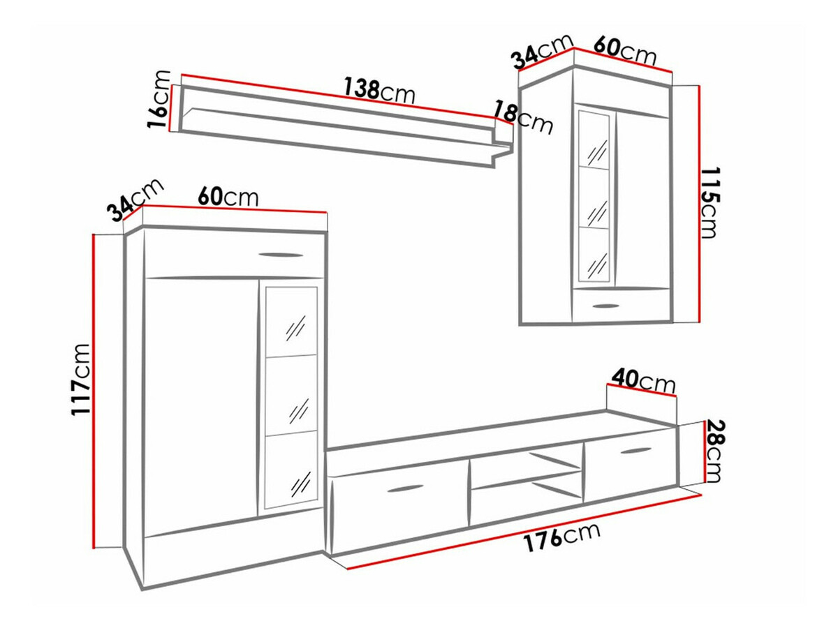 Woonkamerset Tucson 101 (Sonoma eik)