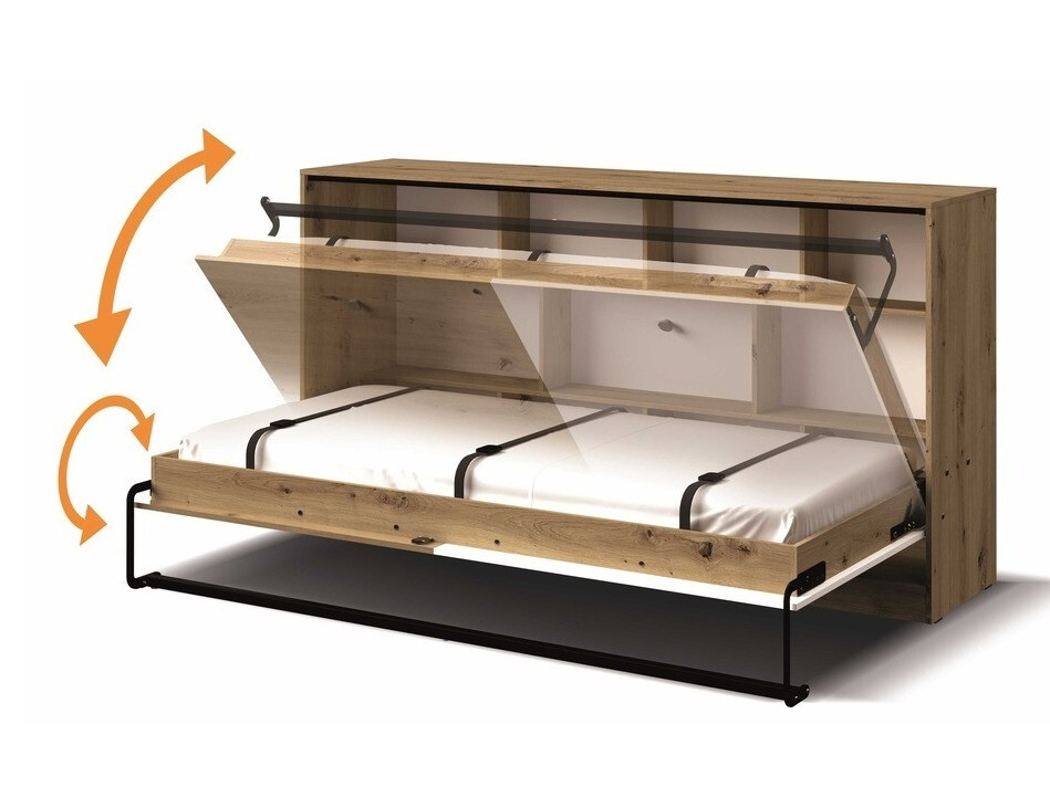 Muurbed Mirelbu 114 (Artisan eiken + Glanzend wit)