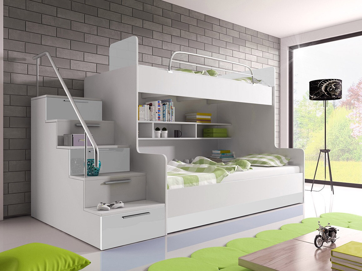 Stapelbed Campus (Wit + Glanzend wit)