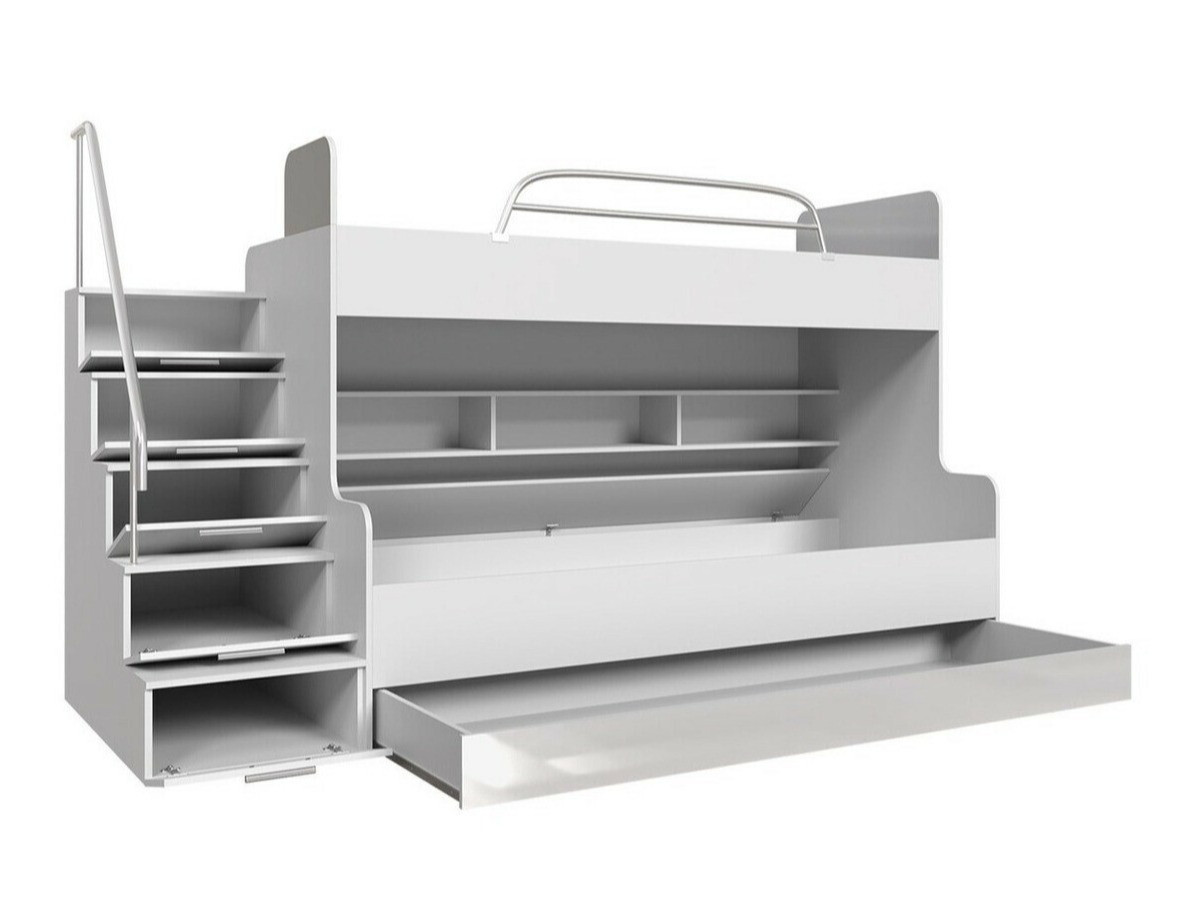 Stapelbed Salmere 111 (Wit + Glanzend wit + Glanzend roze)