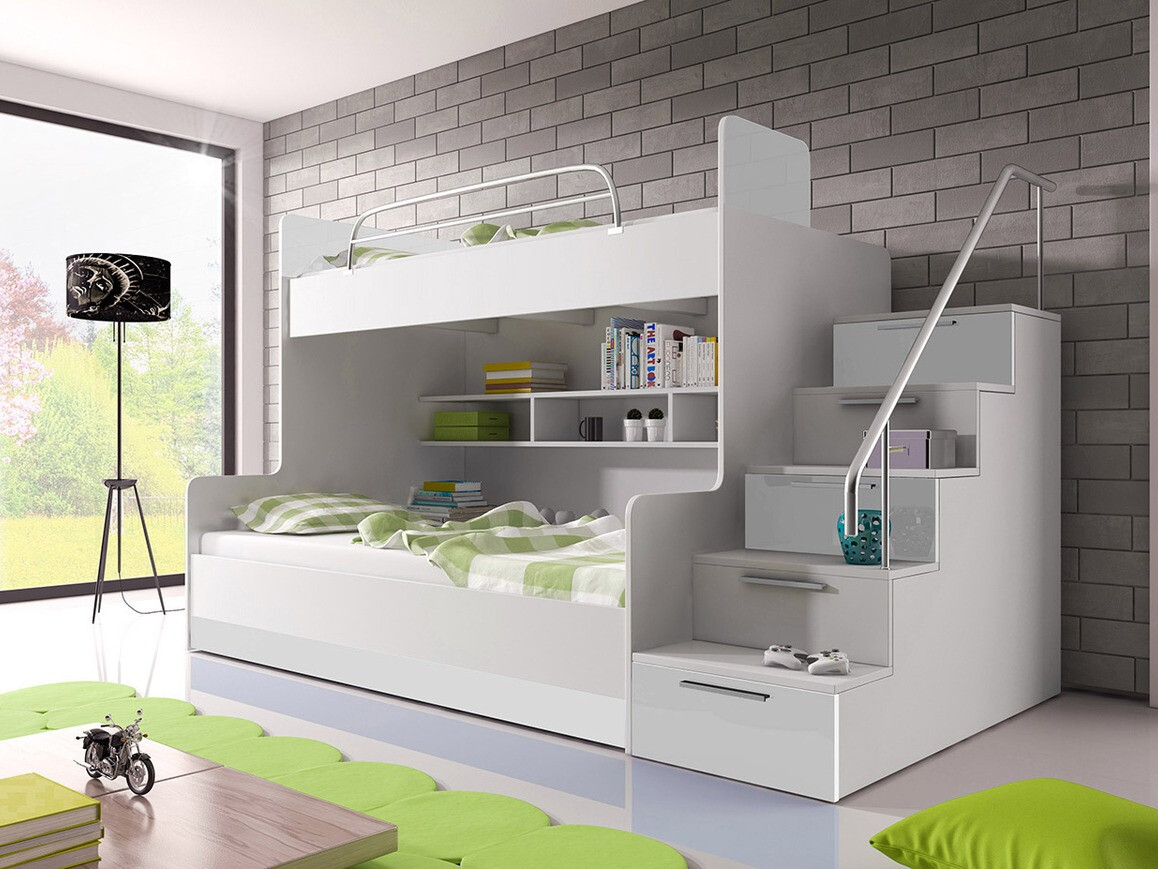 Stapelbed Salmere 111 (Wit + Glanzend wit)