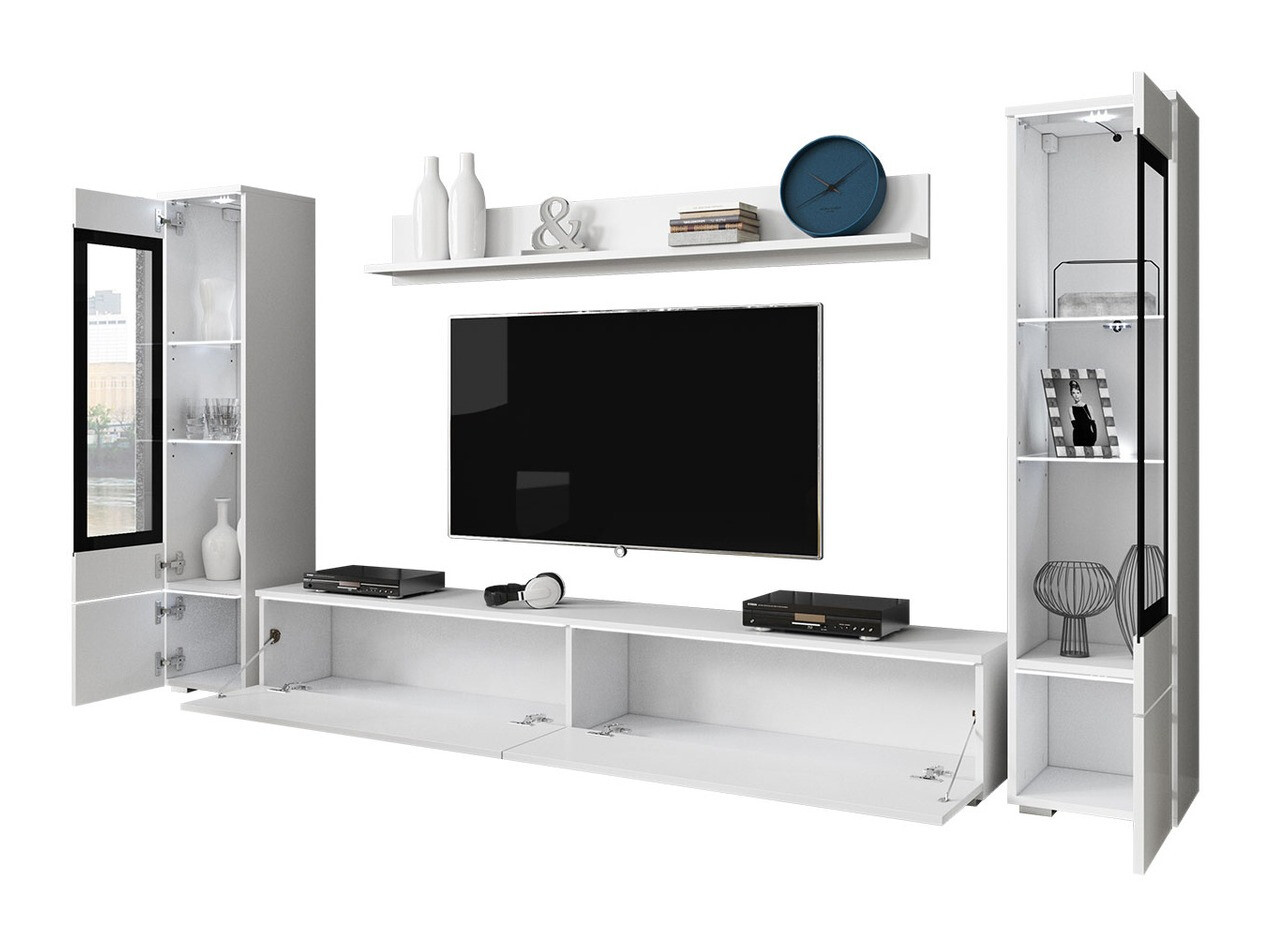 Woonkamerset Mirfivo 101 (Wit + Glanzend wit)